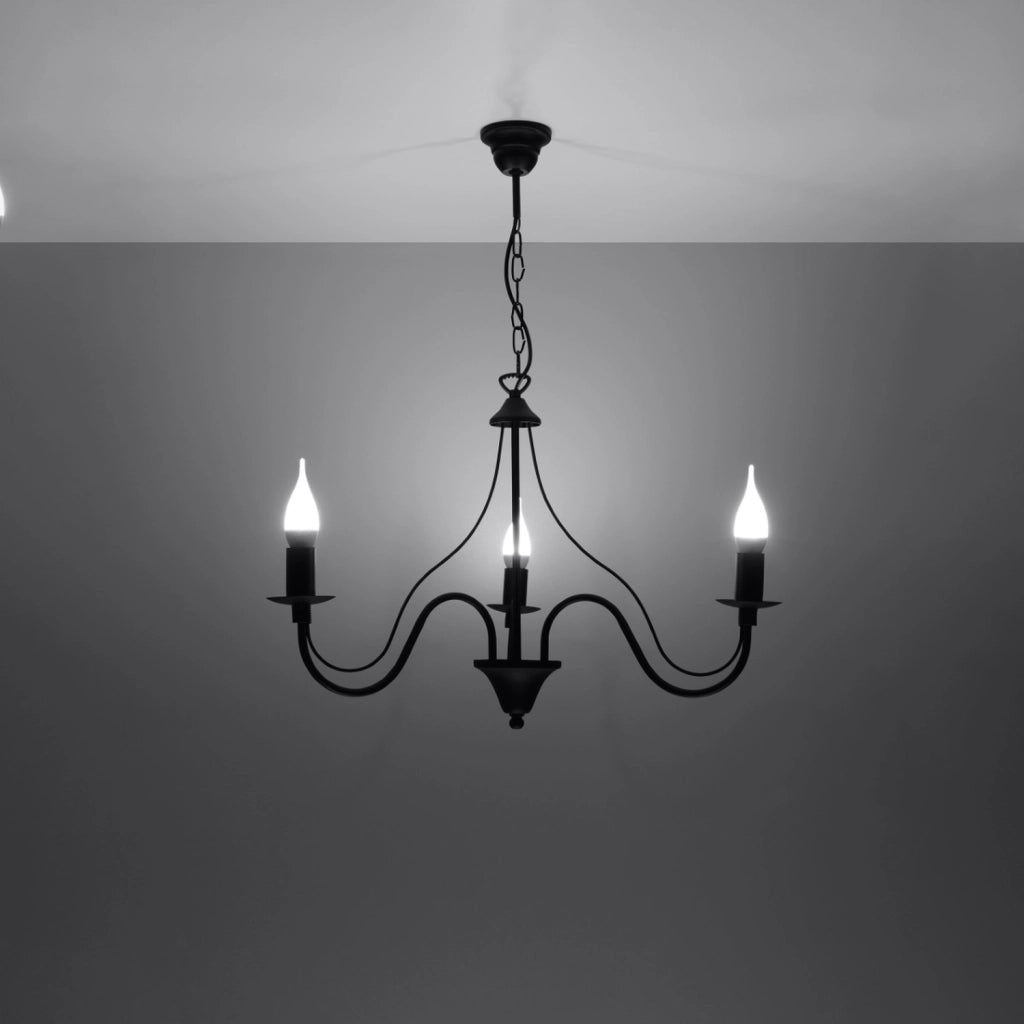 Lampadario a candeliere PALADA nero 3xE14 Pure Lume