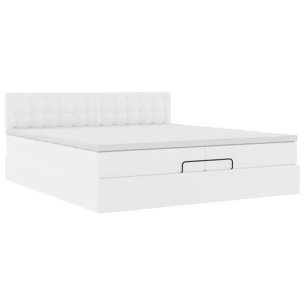 Struttura Letto Pouf con Materasso 200x200 cm Similpelle 3312173
