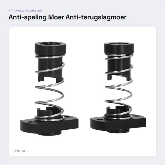 Anti-terugslagmoer con Eliminazione di Sfalcatura - 2-set - Mozzo Speciale - Meccanismo Anti-terugslag - Compatibile con CR10/CR-10S/Ender-3/Ender 3S/Ender3 Pro/Ender 3 V2