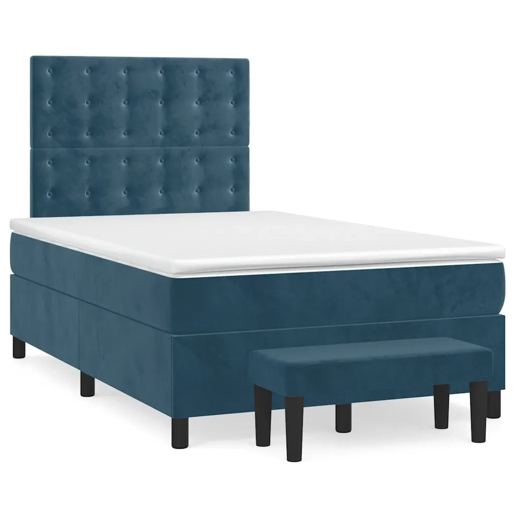 Giroletto a Molle con Materasso Blu Scuro 120x200 cm in Velluto 3138077
