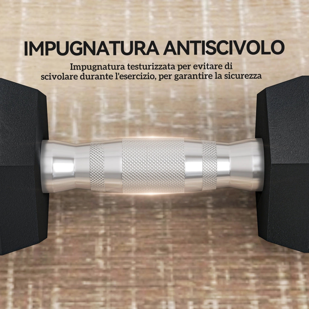 Manubri Esagonali 6kg Antiscivolo ¨C zephmum ¨C Nero, Gomma