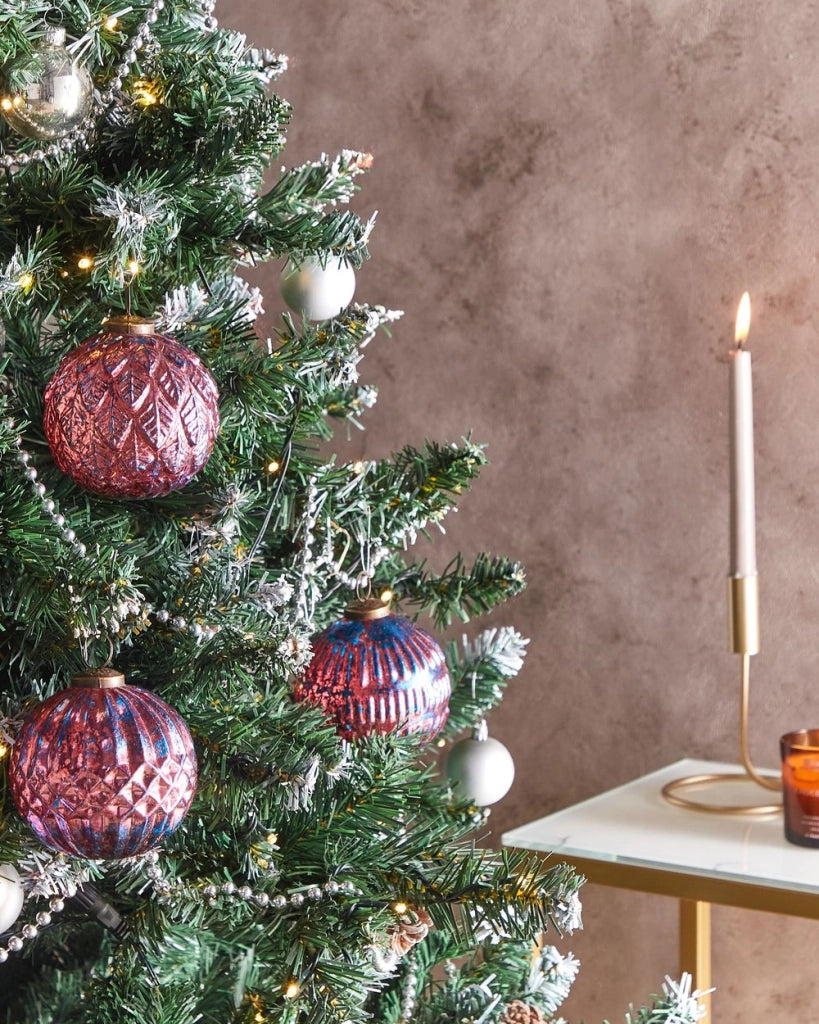 Set di 6 palline di Natale fatte a mano in vetro Palle di Natale Decorazioni da appendere all'albero di Natale Rosa