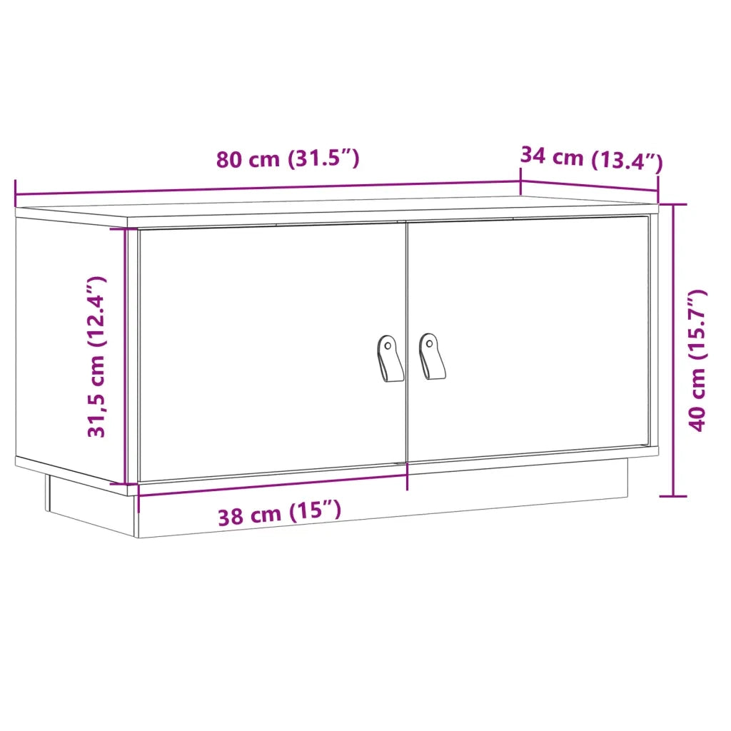 Mobile Porta TV Grigio 80x34x40 cm in Legno Massello di Pino 818232