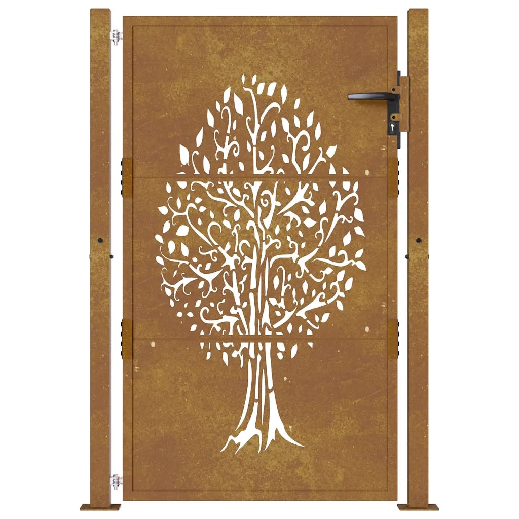 Cancello da giardino 100x125 cm in acciaio Corten con design ad albero 153162