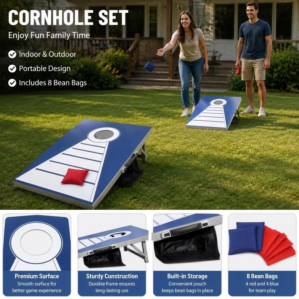 Cornhole Game Set (915 X 610 X 255 Mm) Cornhole Game Boards, Portable Aluminum Throwing Board, Foldable Cornhole Game For Adults, Includes 8 Bean Bags, For Garden, Backyard, Beach