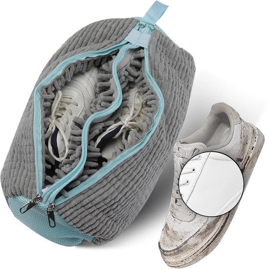 Cong.Lai Wasmachine Premium: Doppia Cerniera Doppio Sacco per Scarpe - Sacchetto rivestito per una pulizia ottimale durante il lavaggio e protezione e cura delle scarpe