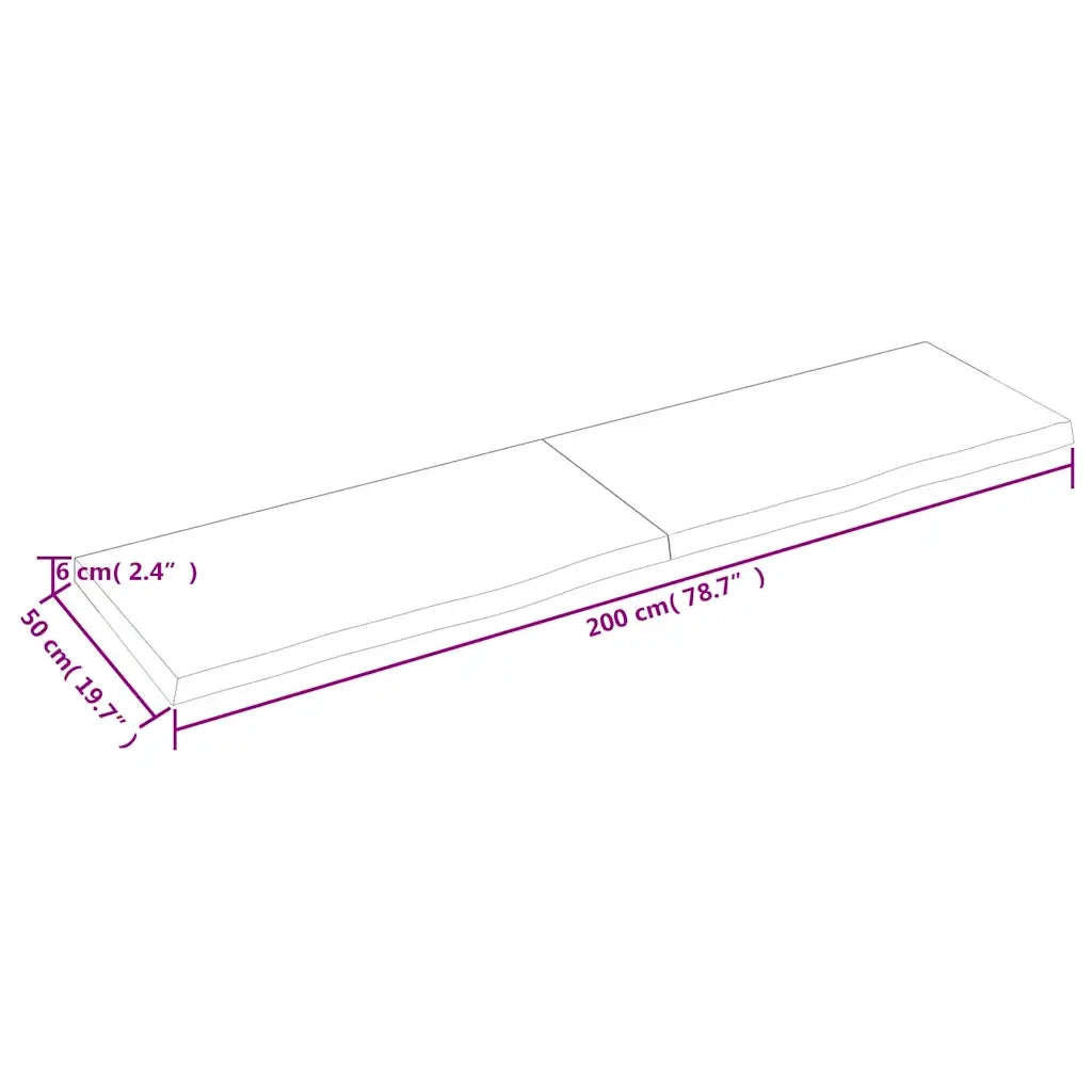 Piano Tavolo Marrone 200x50x(2-6) cm Rovere Massello Trattato 3156461