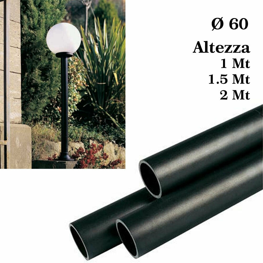 Palo per Lampione da Giardino Policarbonato Nero Illuminazione Lanterna Sovil Altezza Palo: 1,5 Mt