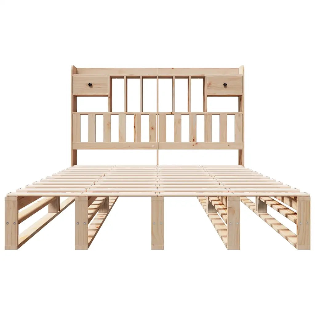Letto Libreria senza Materasso 140x190 cm in Legno di Pino