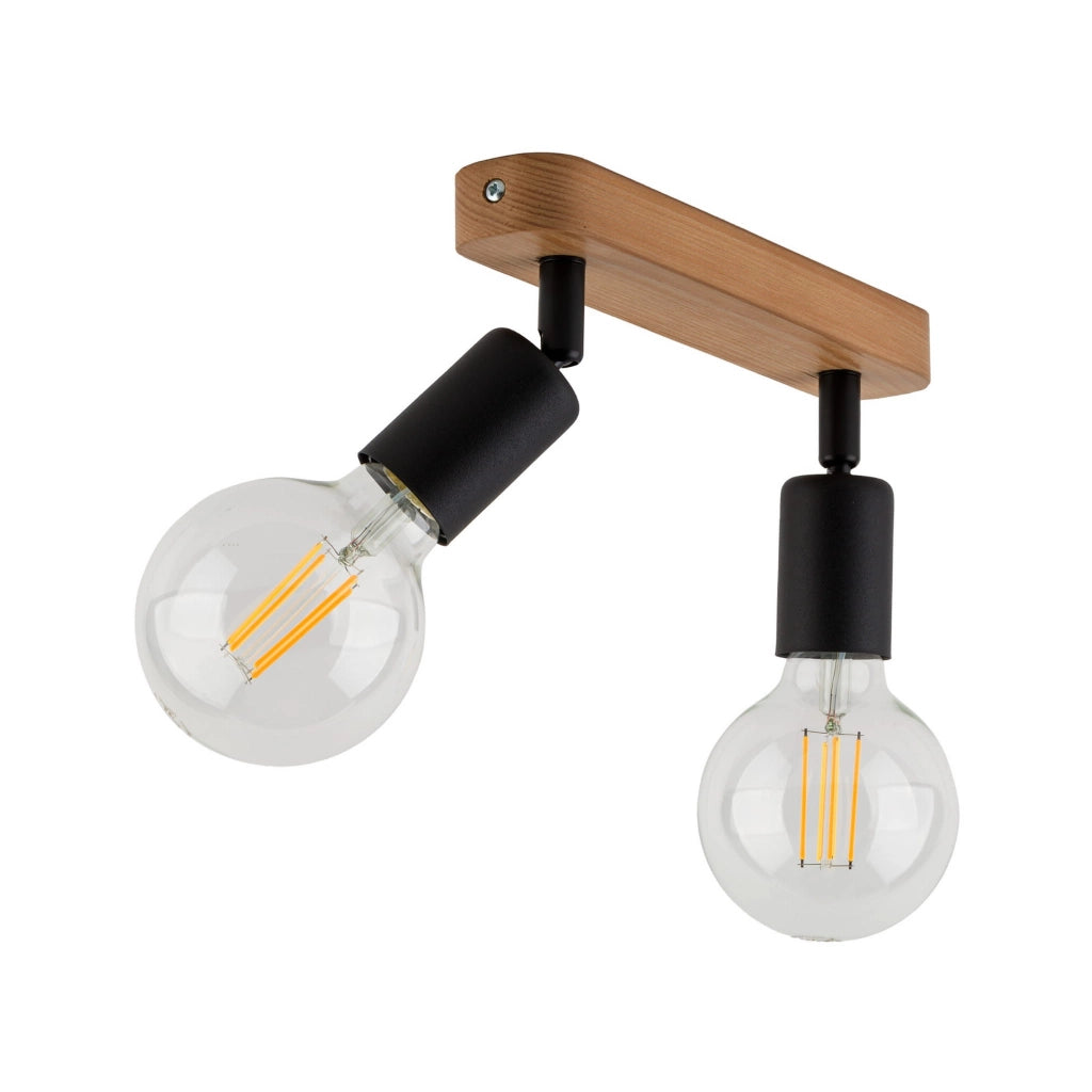 Plafoniera SIMPLY TK-Lighting 2xE27 15W nero/legno chiaro