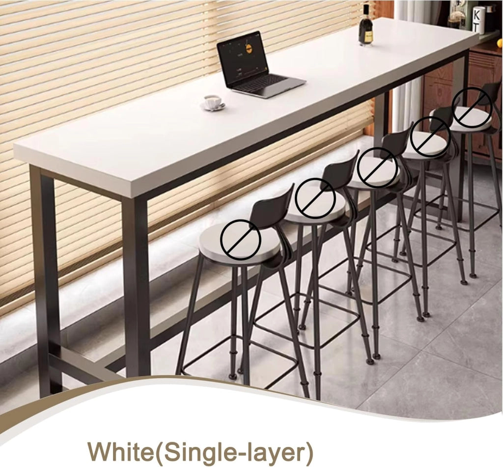 Tavolo Alto Bancone Bar Tavolo Cucina Tavolino Alto e Stretto da Balcone Salvaspazio con Telaio in Metallo per Soggiorno e Sala Da Pranzo Bar Ristorante(White(single),71x15.8x41in)
