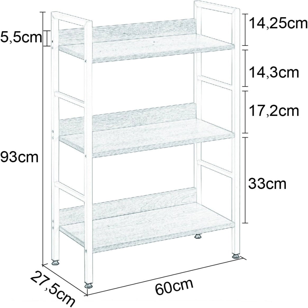 Libreria per Studio Ufficio Scaffale a 3 Ripiani Mensole in Legno Fioriera Porta Piante RGB9305hei