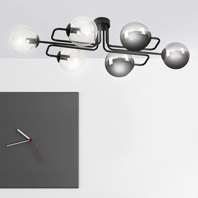 Lampadario Emibig Brendi 6xE14 nero vetro multicolor