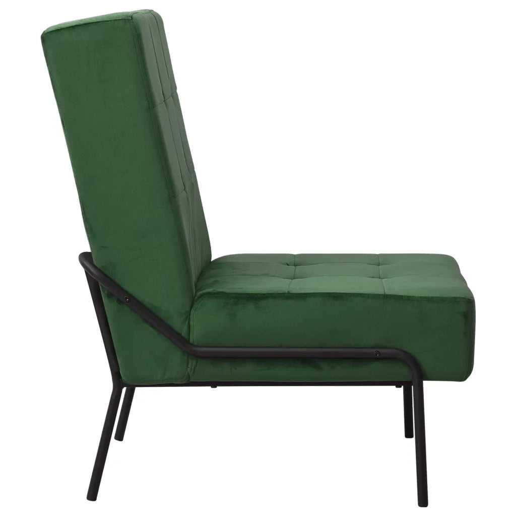Poltrona Relax | Sedia Relax 65x79x87 cm Verde Scuro in Velluto