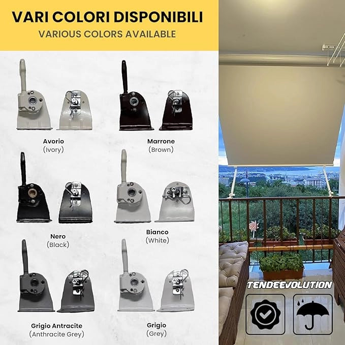 Kit Accessori Tenda da Sole a Caduta | Avorio | Per Tubo Ø70 | Completo & Versatile