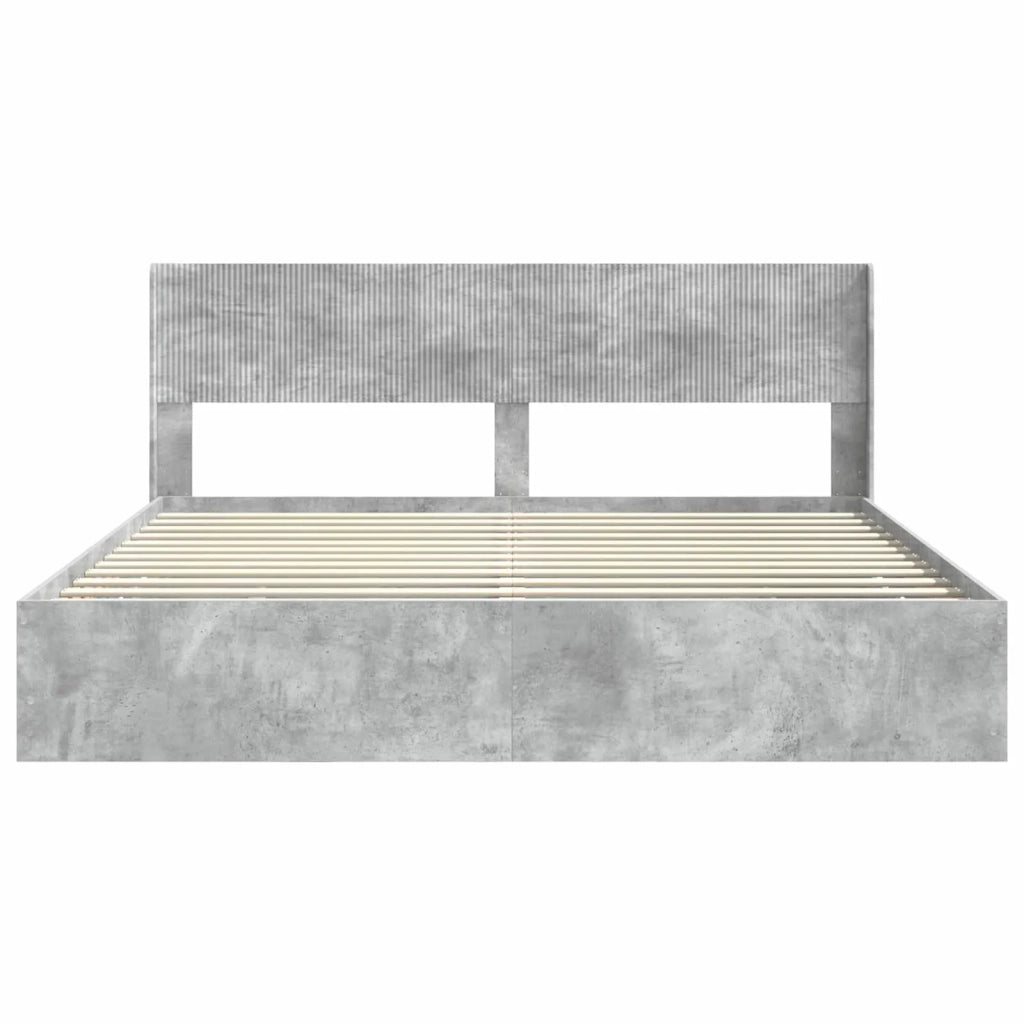 Struttura del letto con stoccaggio e testata Grigio Cemento 3414284