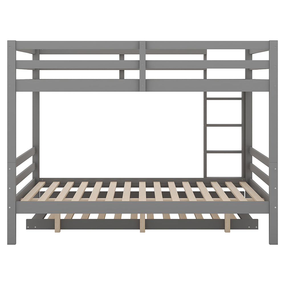 Lit superposato per bambini 140x200 cm - Xylo - Grigio con lettino nido e sponde alte