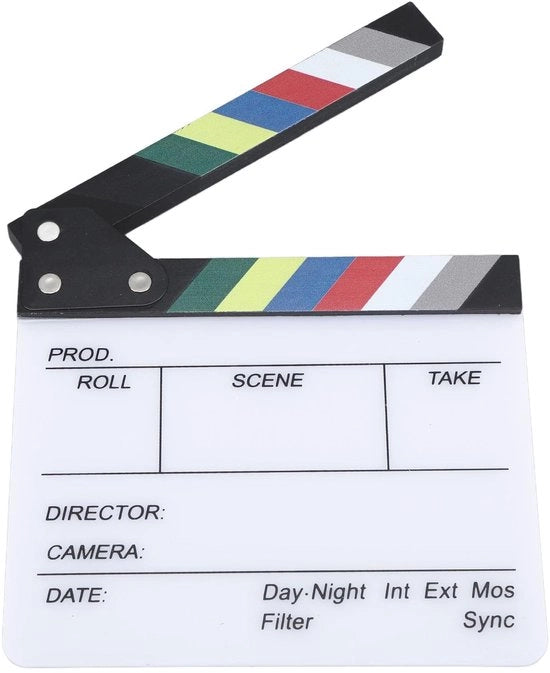 Film Clapperbord in Acrilico - Duraturo e Riciclabile - 20x19,5cm - Ideale per la Produzione Cinematografica - Adatto per Registi - Attore...