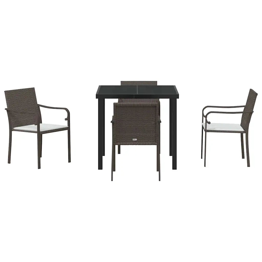Set da Pranzo per Giardino 5 pcs Marrone e Nero Rattan in PE 3379045