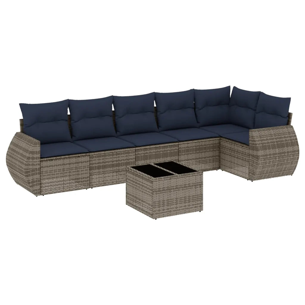 Set Divani da Giardino 7 pz con Cuscini Grigio in Polyrattan 3221400