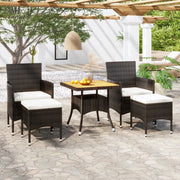 Set Mobili da Pranzo per Giardino 5 pz Polyrattan e Acacia Nero cod mxl 71374