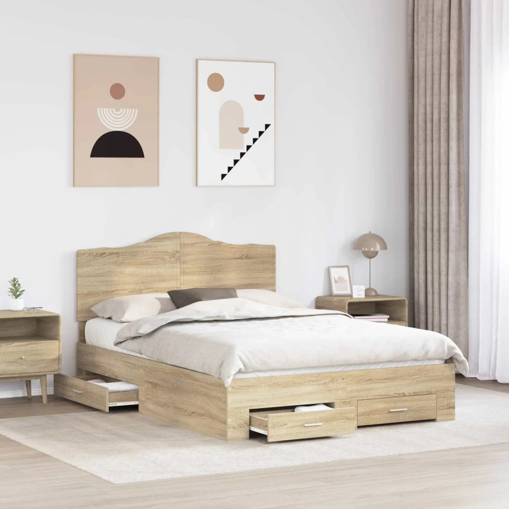 Struttura del letto con testiera Rovere Sonoma 150 x 200 cm