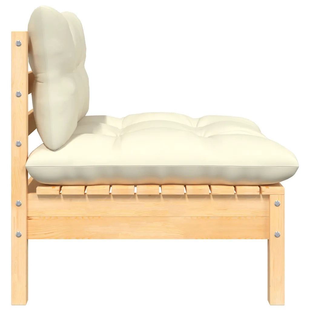 Set Divani da Giardino 3 pz con Cuscini Crema Massello di Pino 806682