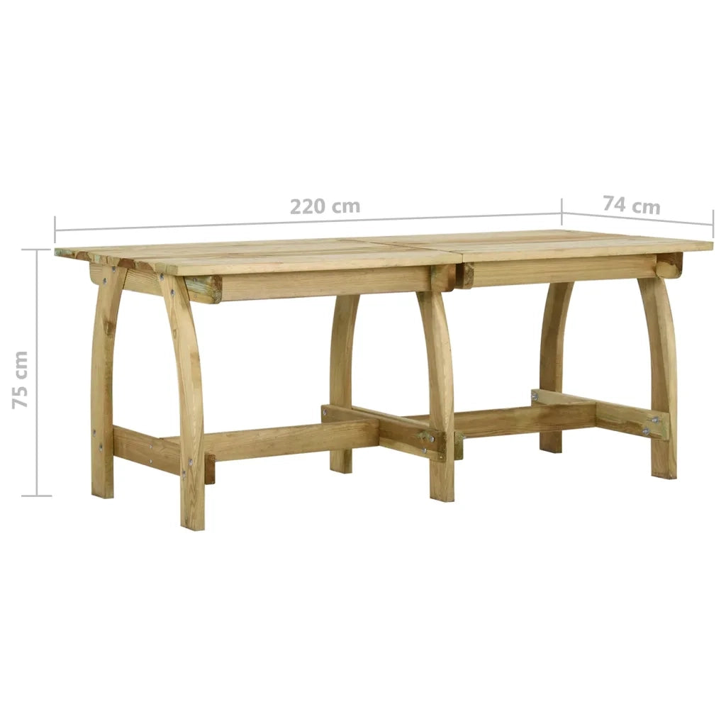 Tavolo da Giardino 220x74x75 cm in Legno di Pino Impregnato cod mxl 34440