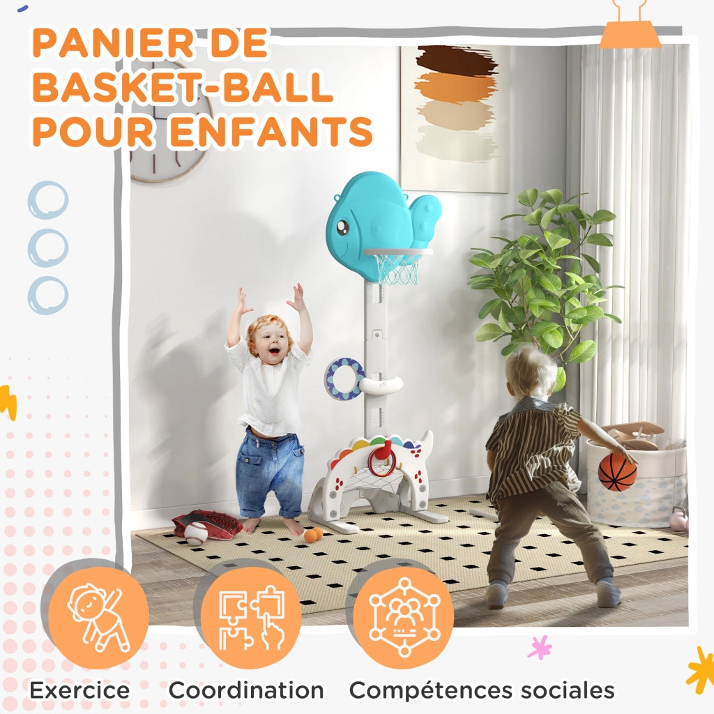 Cestino da basket per bambini 5 in 1 ¨C zephmum ¨C blu e grigio