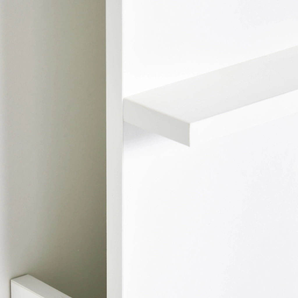 Scrivania a Muro Pieghevole e Salvaspazio con Ripiani, per Casa e Ufficio, in Truciolato e MDF, 60x21.5x50 cm, Bianco