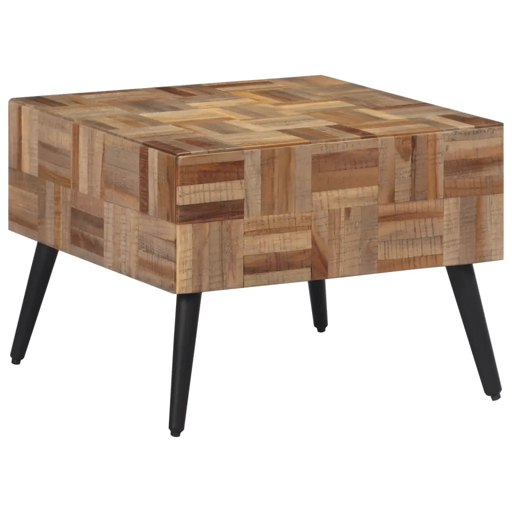 Tavolino da Salotto-Tavolino da soggiorno Grigio 55x55x40cm Massello Teak di Recupero