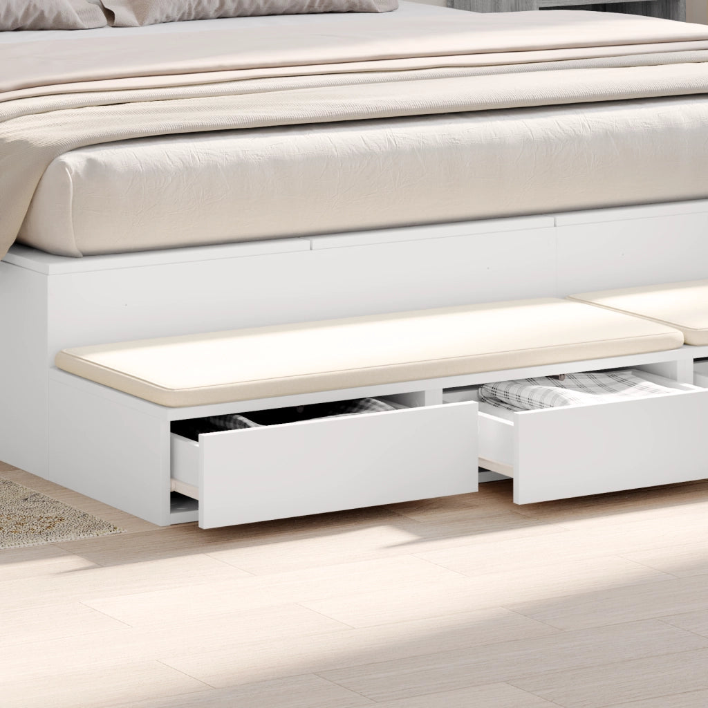 Cassetti per Letto Bianco 200x36,5x16,5 cm Legno Ingegnerizzato