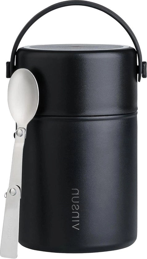 Bollitore Termico da 800ml con Cucchiaio - Acciaio Inossidabile - Contenitore Termico Zuppa - Bocca Larga - Ciotola Isolata per Cibo - Cibo Caldo e Freddo