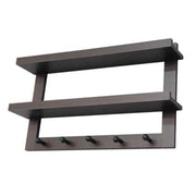 MENSOLE CON APPENDINO CON 2 RIPIANI E 5 GANCI IN LEGNO COLORE WENGE 64X12X40