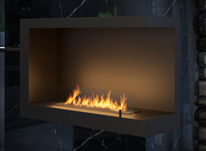 Camino a Bioetanolo da Incasso 84x54 cm Inside P800 V1 Angolo a Destra Nero con Vetro