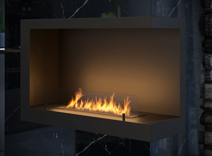 Camino a Bioetanolo da Incasso 84x54 cm Inside P800 V1 Angolo a Destra Nero con Vetro