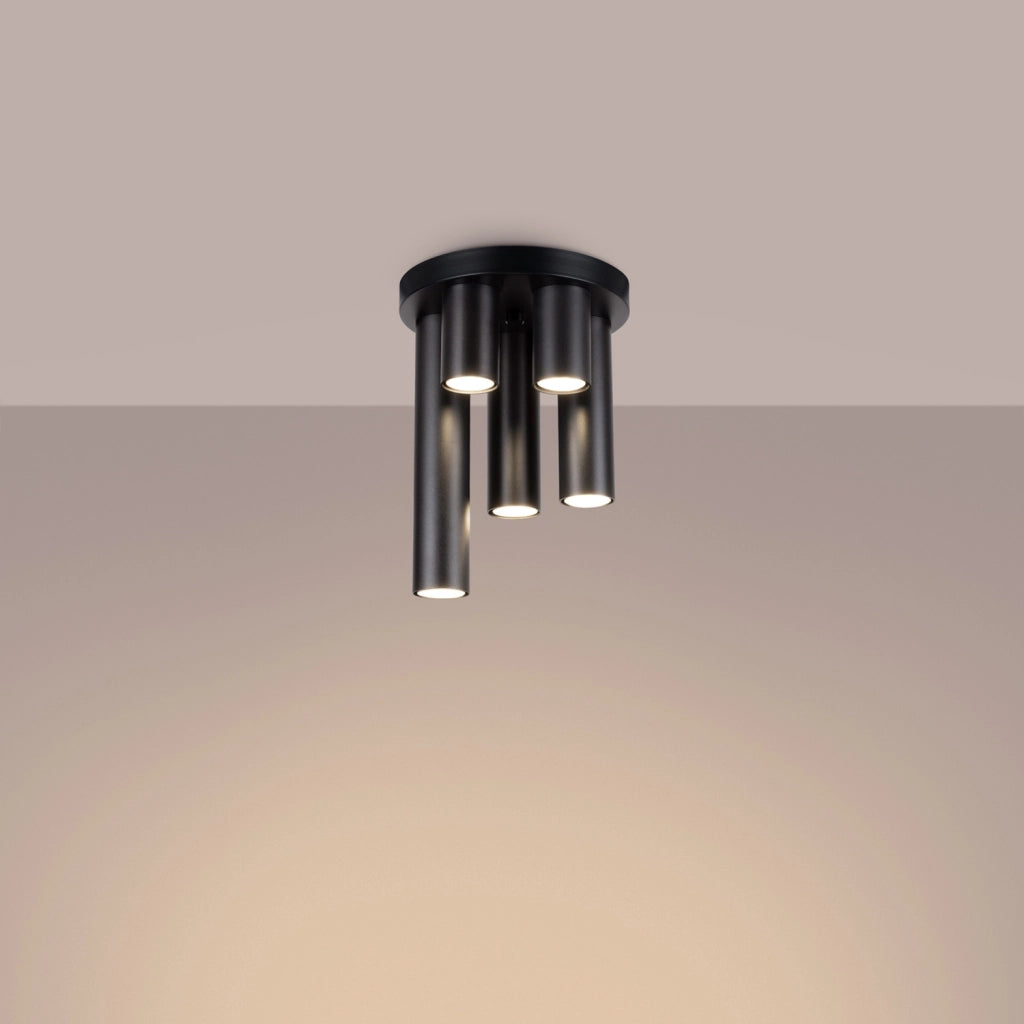 Plafoniera moderna nera tonda Ø25 5xGU10 MODENO Pure