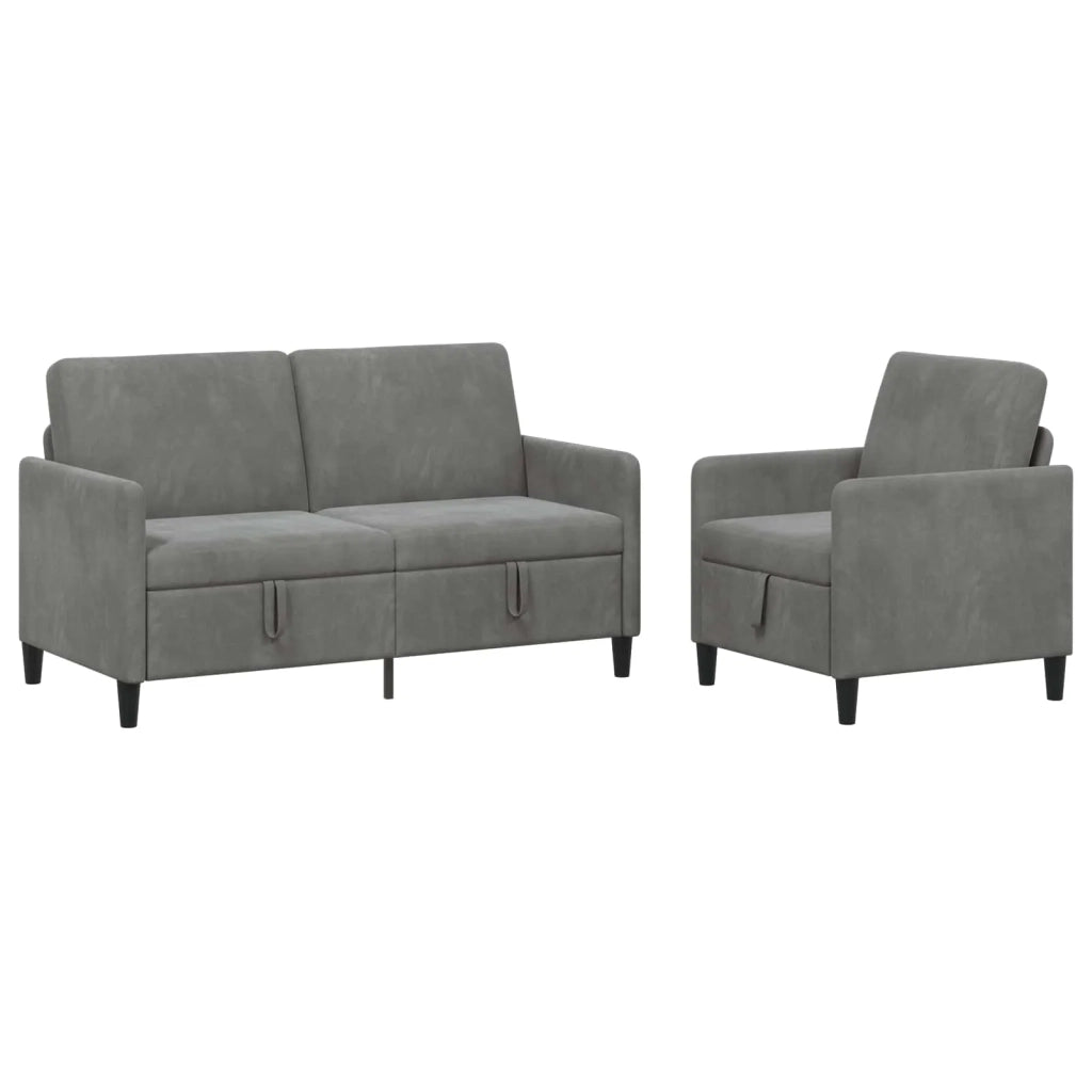 Set di Divani con Storage 2 pz Grigio Scuro Poliestere 3429191