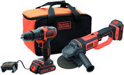 Black+Decker KIT TRAPANO AVVITATORE PERCUSSIONE+SMERIGLIATRICE BCK24D2S-QW 18V 2 batterie 2,0 Ah