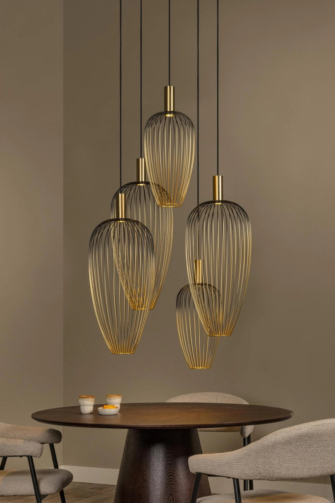 Lampada sospesa industriale AURELIE 5xGU10 oro nero Lucide