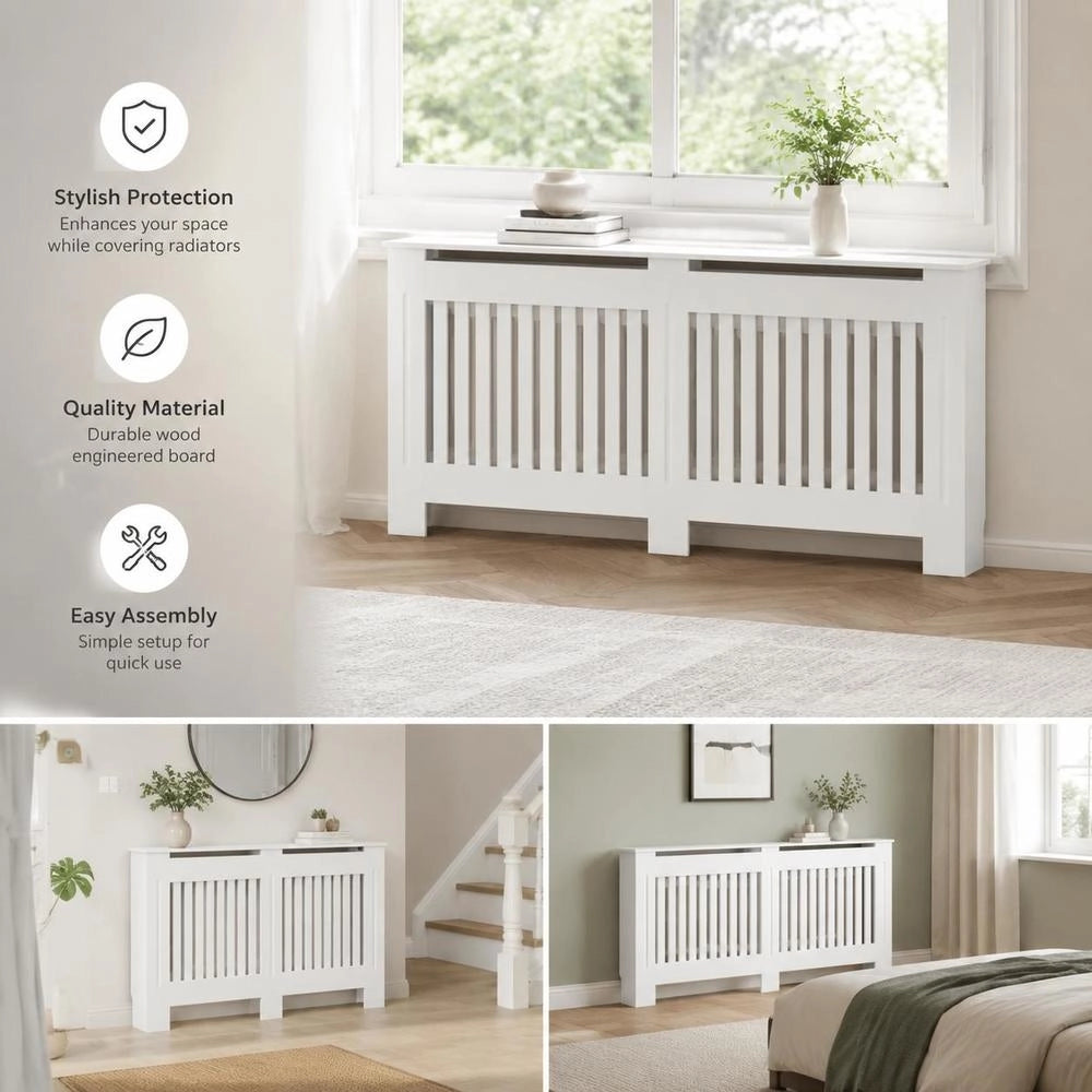 Radiator Cover White MDF 172 Cm