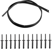 Fissaggio Anteriore Cappotti - Fissaggio Viti a Tappo - Striscia di Ricambio - Profilo di Adattamento Veicolo Specifico - Nero - Gomma Resistente ai Sollecitamenti - Lunghezza Totale 153cm - Fissaggio di Parafanghi