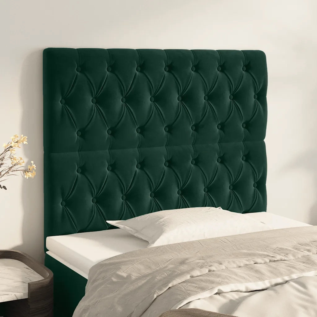 Testiera-Testata-Testiera Decorativa Verde Scuro 100x7x118/128 cm Velluto