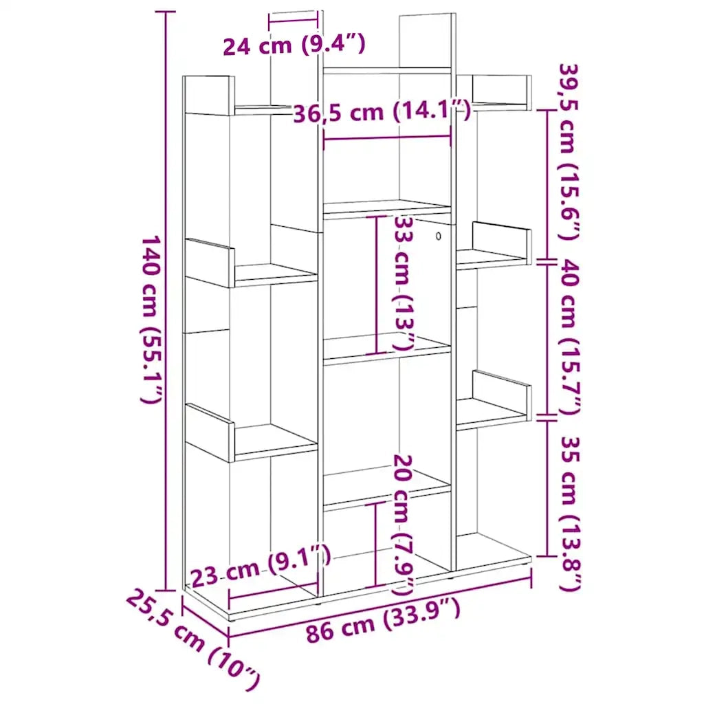 Libreria Rovere Fumo 86x25,5x140 cm in Legno Multistrato 816002