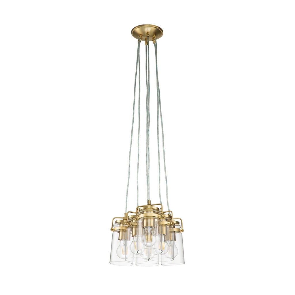 Lampadario Contemporaneo Brinley Acciaio Ottone Spazzolato 6 Luci E27