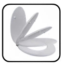Sedile WC Universale in MDF Soft Close con Cerniere Regolabili in Metallo – Distanza Fori 108–200 mm