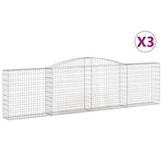 Cestini gabbioni recinzione a gabbia muro di contenimento ad arco 3 pezzi 400 x 30 x 100/120 cm ferro zincato argento 02_0040780