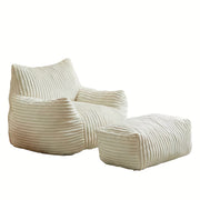Poltrona con pouf supporto ergonomico a 5 zone per lettura e riposo in Flanella Bianco
