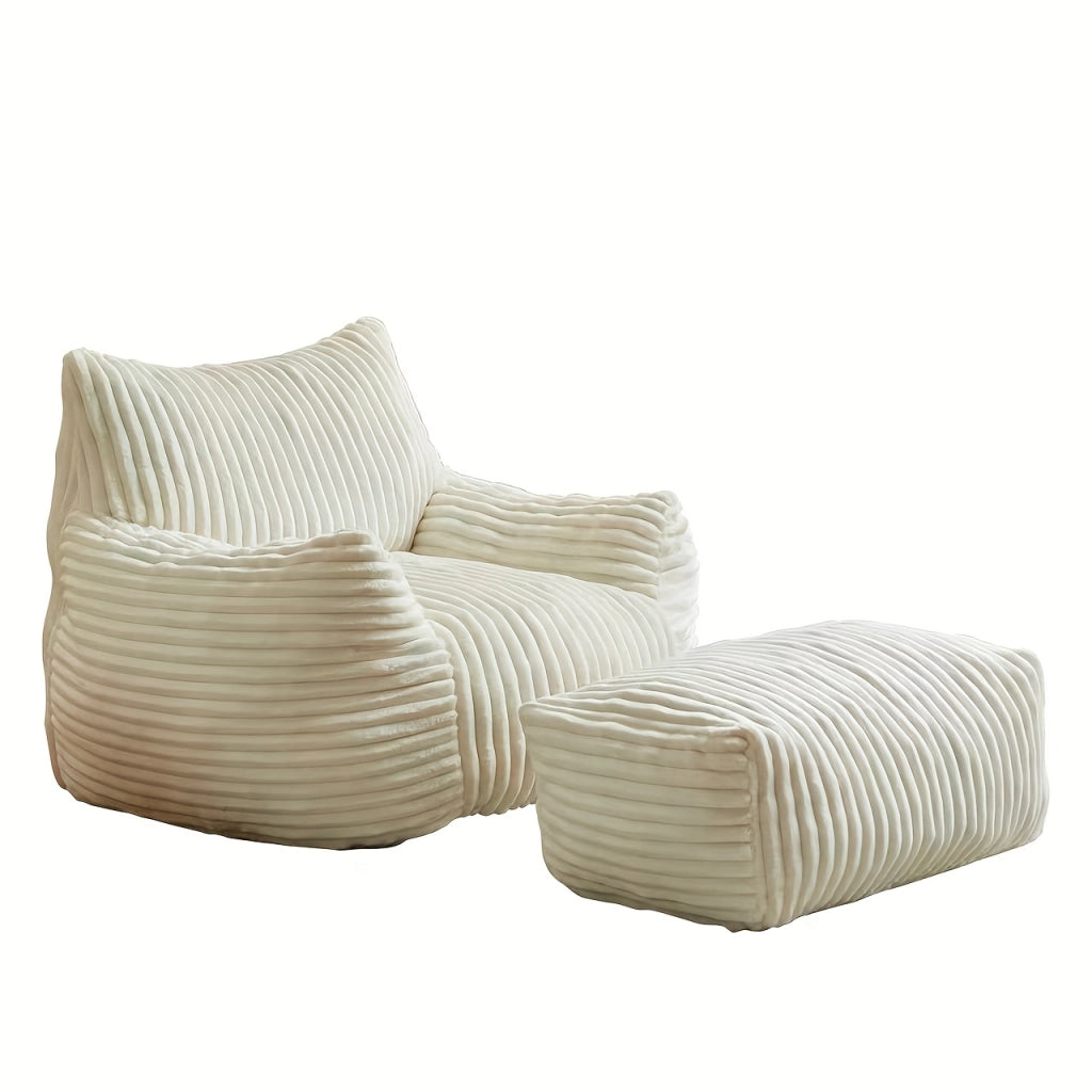 Poltrona con pouf supporto ergonomico a 5 zone per lettura e riposo in Flanella Bianco