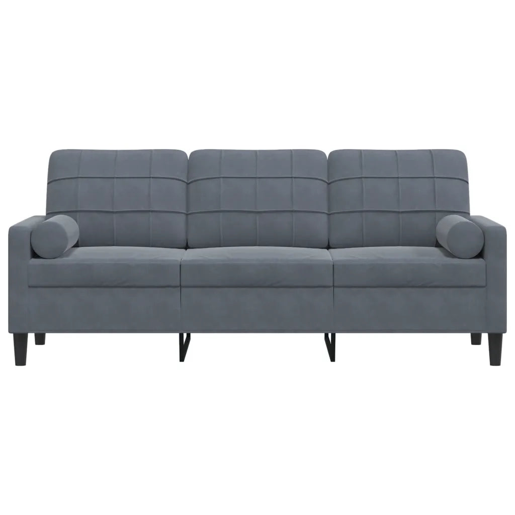 Divano a 3 Posti con Cuscini Grigio Scuro 180 cm in Velluto 3278230